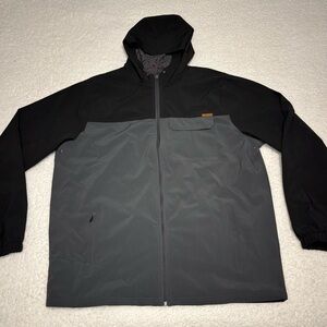 Voyager Men Black Gray Color Block Full Zip Hooded Windbreaker